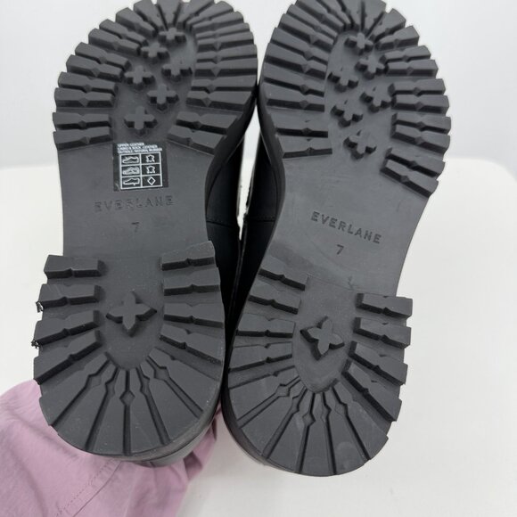 Everlane The Lug Loafer in Black Leather size 7 Women's Chunky Heel - Picture 12 of 13